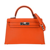 Verso Mini Kelly 20 Sellier Bag Feu & Terre Battue Chevre Leather with Palladium Hardware