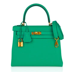 Kelly Retourne 25 Bag Menthe Togo Gold Hardware New w/Box
