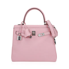 Kelly 25 Bag Rose Sakura Swift Leather with Palladium Hardware