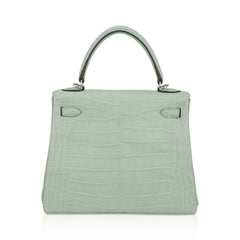 Kelly 25 Retourne Bag Vert d’Eau Matte Alligator with Palladium Hardware