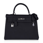 Kelly 35 Bag Black Retourne Togo Palladium Hardware New