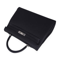 Kelly 35 Bag Black Retourne Togo Palladium Hardware New