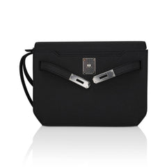 Kelly Depeches 25 Pouch Bag Black Galop D’Leather with Palladium Hardware