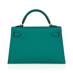 Kelly 20 Mini Sellier Bag Jade Epsom Leather Gold Hardware New w/Box