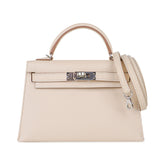 Kelly 20 Mini Sellier Bag Craie Epsom Leather Palladium Hardware New w/Box
