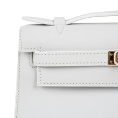 Kelly Pochette Clutch Bag Very Rare White Gold Hardware