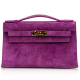Kelly Pochette Doblis (Suede) Violet Purple Clutch Bag Gold