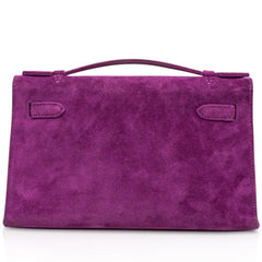 Kelly Pochette Doblis (Suede) Violet Purple Clutch Bag Gold