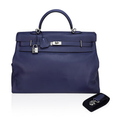 Kelly 50 Voyage Blue De Malte Bag Palladium Hardware Novillo Leather Limited Edition