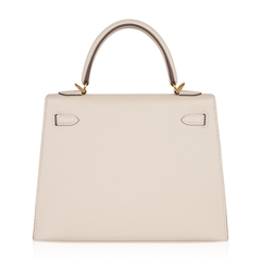 Kelly 25 Sellier Bag Craie Epsom Leather with Gold Hardware