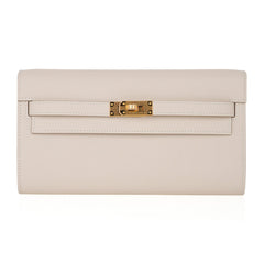 Kelly Classique To Go Wallet Craie Epsom Gold Hardware New w/Box