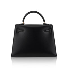 Vintage Kelly 15 Micro Sellier Bag Black Box Leather with Gold Hardware