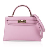 Kelly 20 Mini Sellier Bag Mauve Sylvestre Epsom Permabrass Hardware