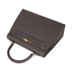 Kelly Sellier 25 Bag Etain Gold Hardware Epsom Leather New