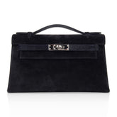 Kelly Pochette Black Doblis Suede Palladium