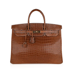 Birkin 40 Bag Rare Fauve Matte Porosus Crocodile Gold Hardware