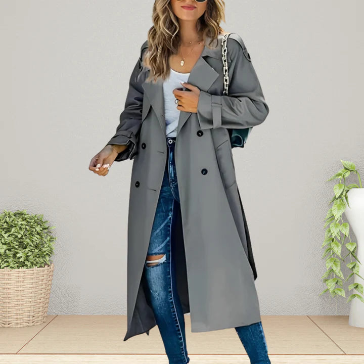 Klassischer Damen-Mantel mit Doppelreiher-Knopfleiste