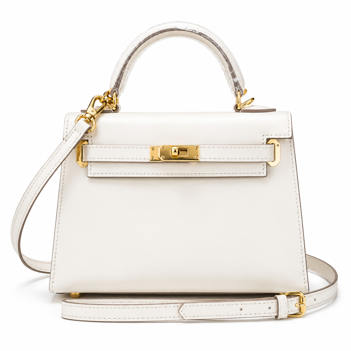 Kelly Sellier 19cm & 22cm & 25cm Craie Box Calf Leather Gold Hardware & Palladium Hardware Women Handbag