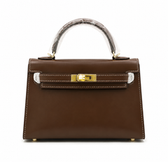 Kelly Sellier 19cm & 22cm & 25cm Ebene Box Calf Leather Gold Hardware & Palladium Hardware Women Handbag