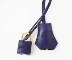 Birkin 25 Bag HSS Ostrich Gris Agate/Blue Sapphire Brushed Gold