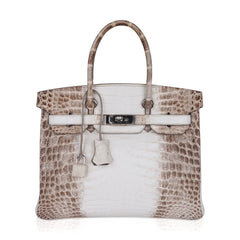 Birkin 30 Bag Himalaya Blanc Crocodile Palladium Hardware