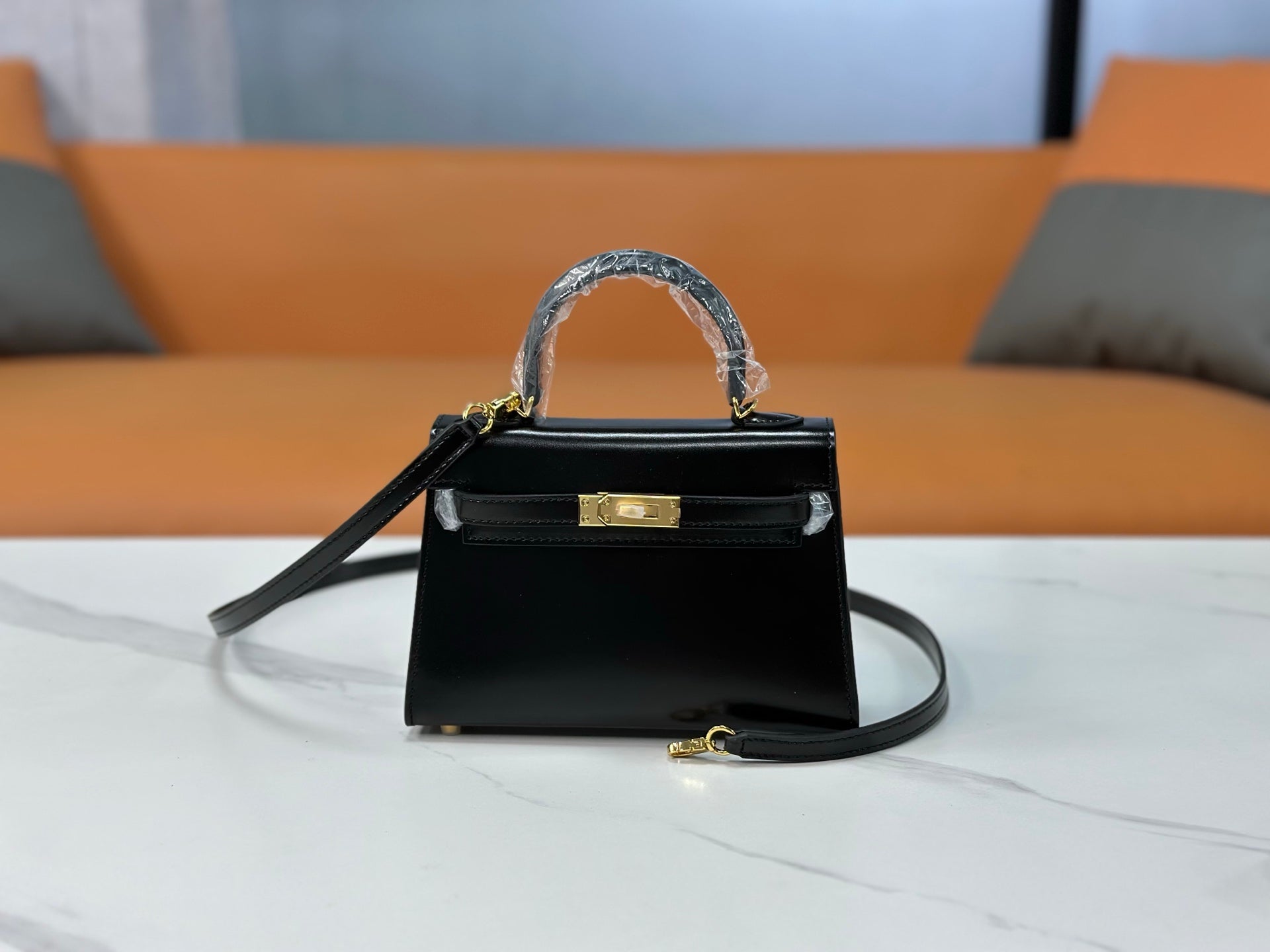 Kelly Sellier 19cm & 22cm & 25cm Noir Box Calf Leather Gold Hardware & Palladium Hardware Women Handbag