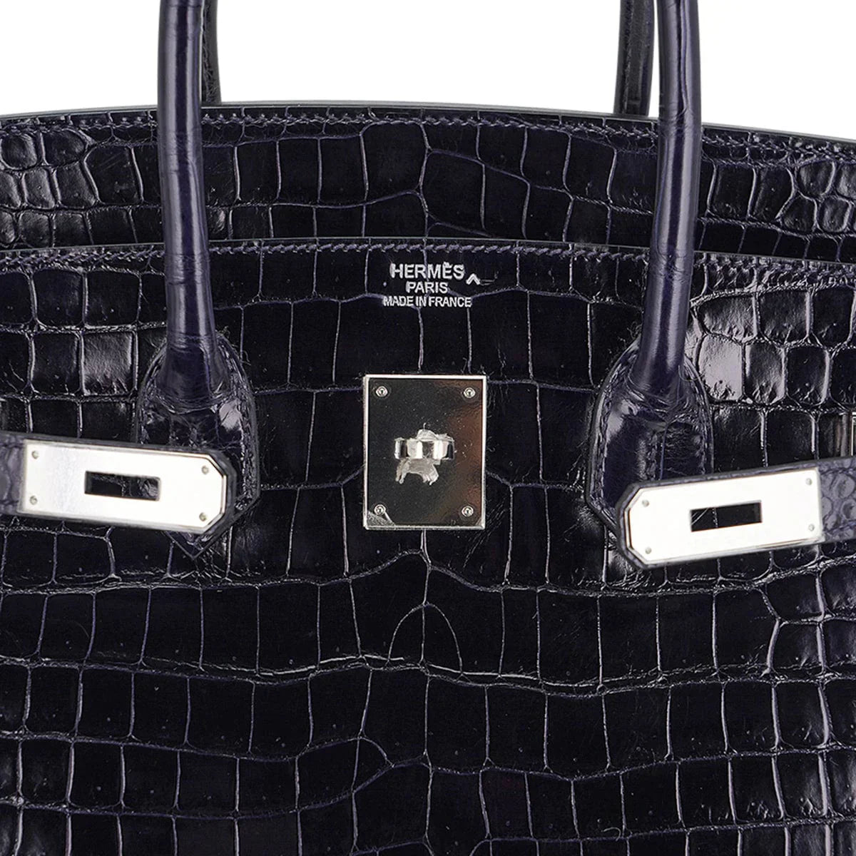 Birkin 35 Bag Blue Marine Porosus Crocodile with Palladium Hardware