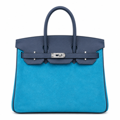 Rare Runaway Birkin 30cm Grizzly Agate Blue Suede Luxury Tote