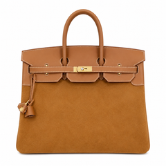 Birkin 40 Retourne in Gold Swift Leather and Suede Grizzly (Gold Hardware)