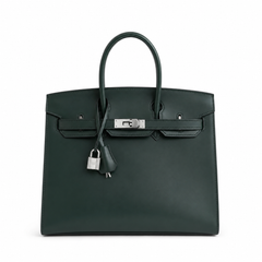 Birkin 30 Style Sellier in Vert Cypress Smooth Leather (Palladium Hardware)