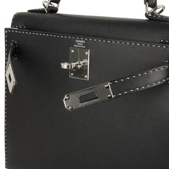 Kelly 28 Bag Black Un Point Sur Deux Veau Graine Monsieur Limited Edition