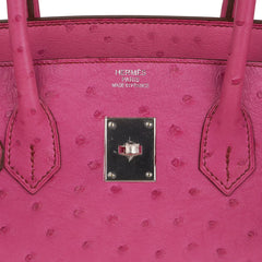 Birkin 35 Bag Fuchsia Ostrich Palladium Hardware