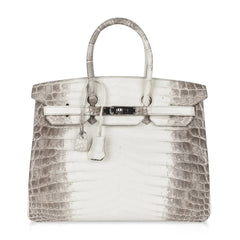 Birkin 35 Himalaya Blanc Crocodile Palladium Hardware