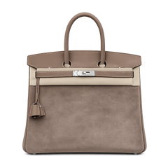 Birkin 30 Retourne in Etoupe Suede Grizzly with White Stitching (Palladium Hardware)