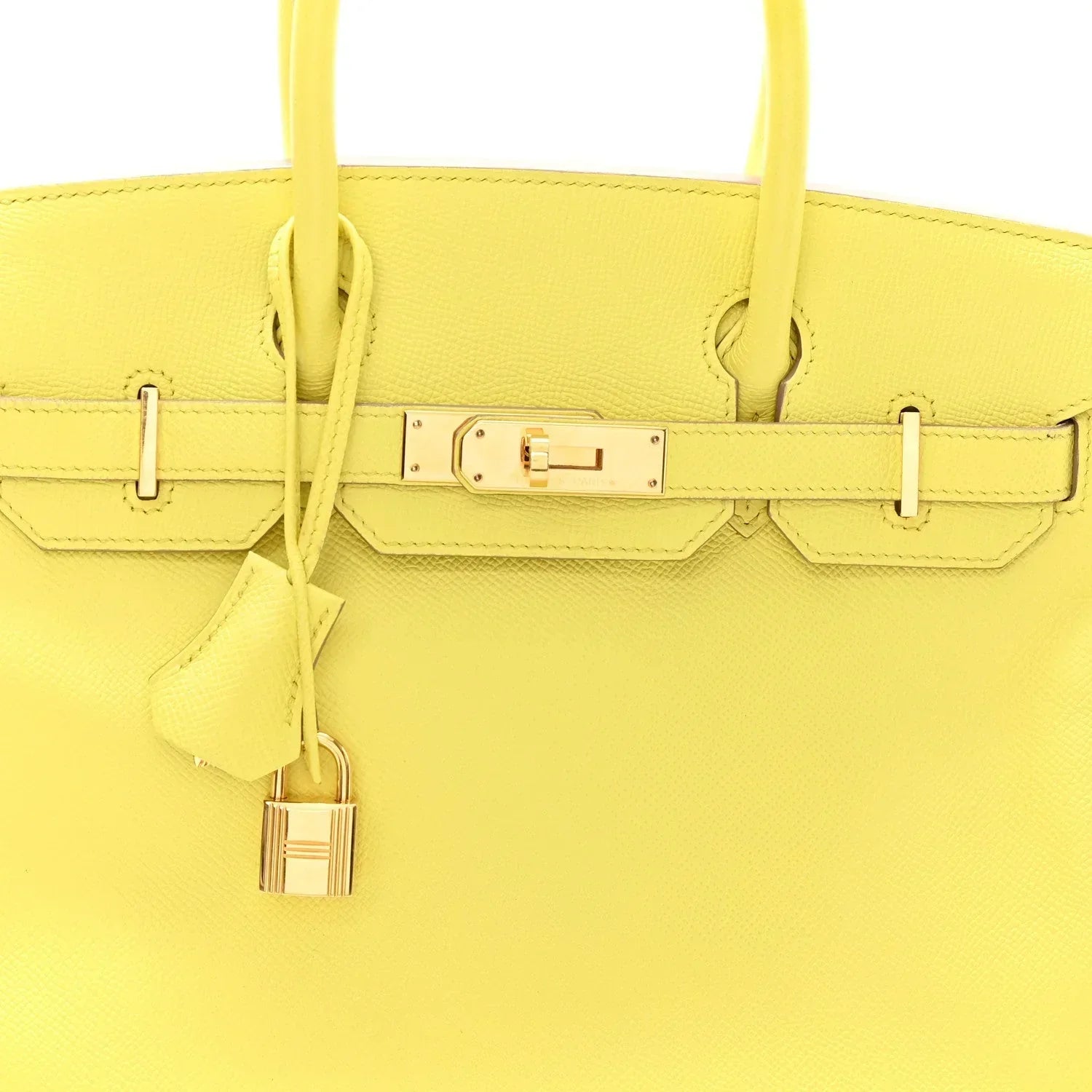 Birkin25 Sellier Jaune Milton Veau Epsom Silver Handbag