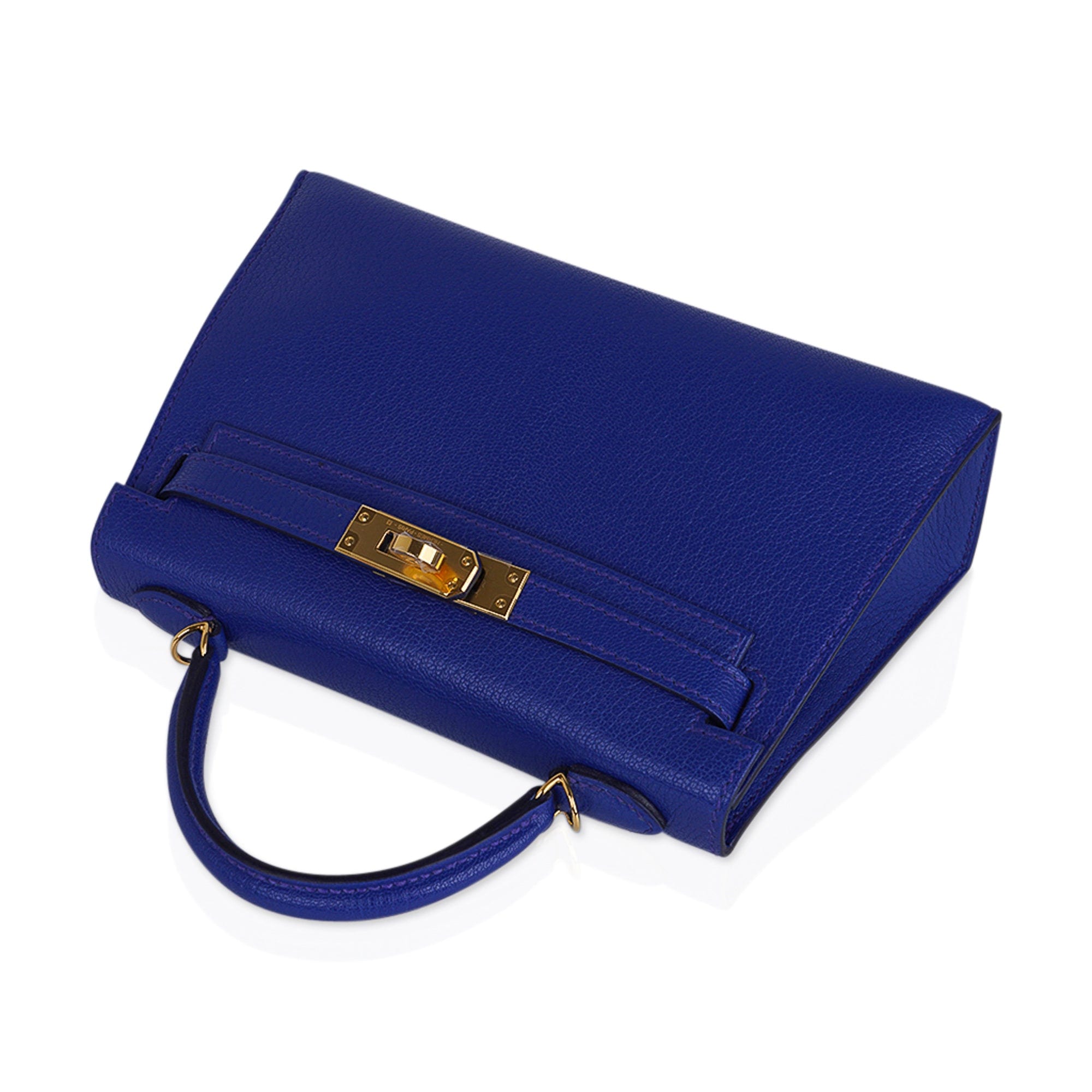 Kelly 20 Mini Sellier Bag Blue de Royal Chevre Leather Gold Hardware