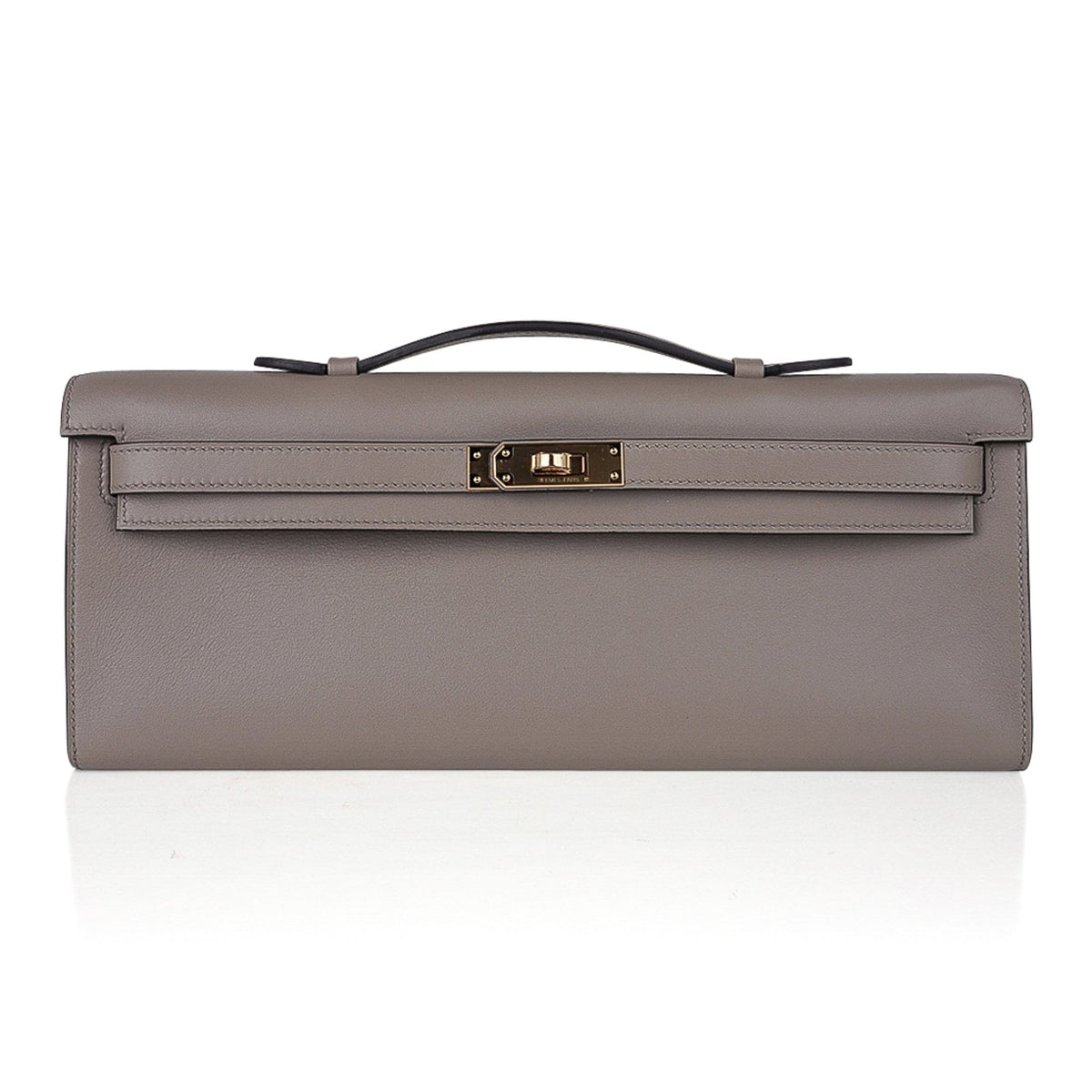 Kelly Cut Bag Gris Asphalte Gray Clutch Swift Gold Hardware