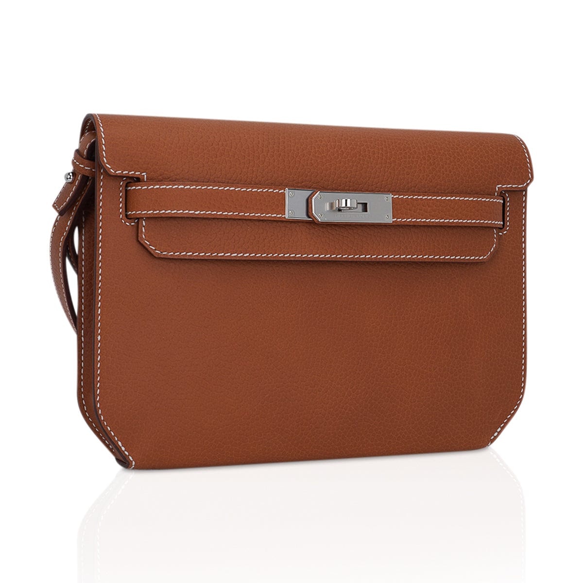 Kelly Depeches 25 Pouch Fauve Galop D’Vache Palladium Hardware