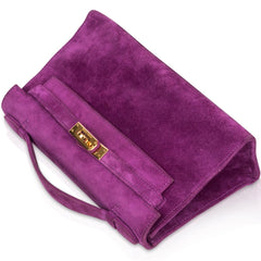 Kelly Pochette Doblis (Suede) Violet Purple Clutch Bag Gold
