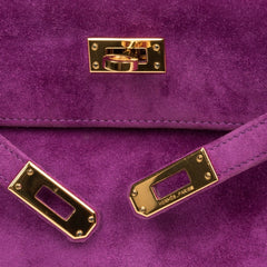 Kelly Pochette Doblis (Suede) Violet Purple Clutch Bag Gold