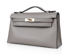 Kelly Pochette Gris Asphalte Swift Gold Hardware