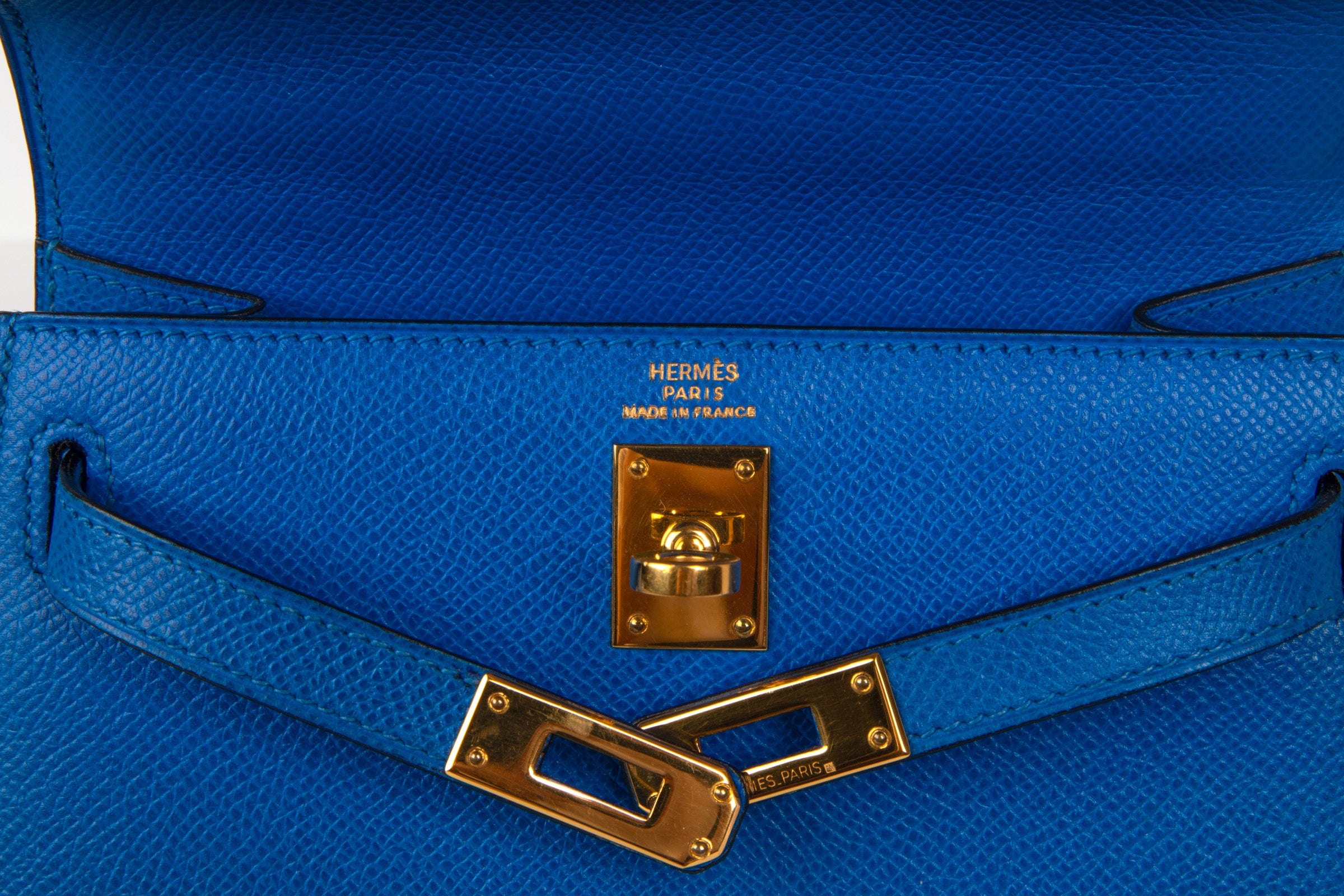 Vintage Kelly 20 Sellier Mini Blue de France Courchevel Gold Hardware