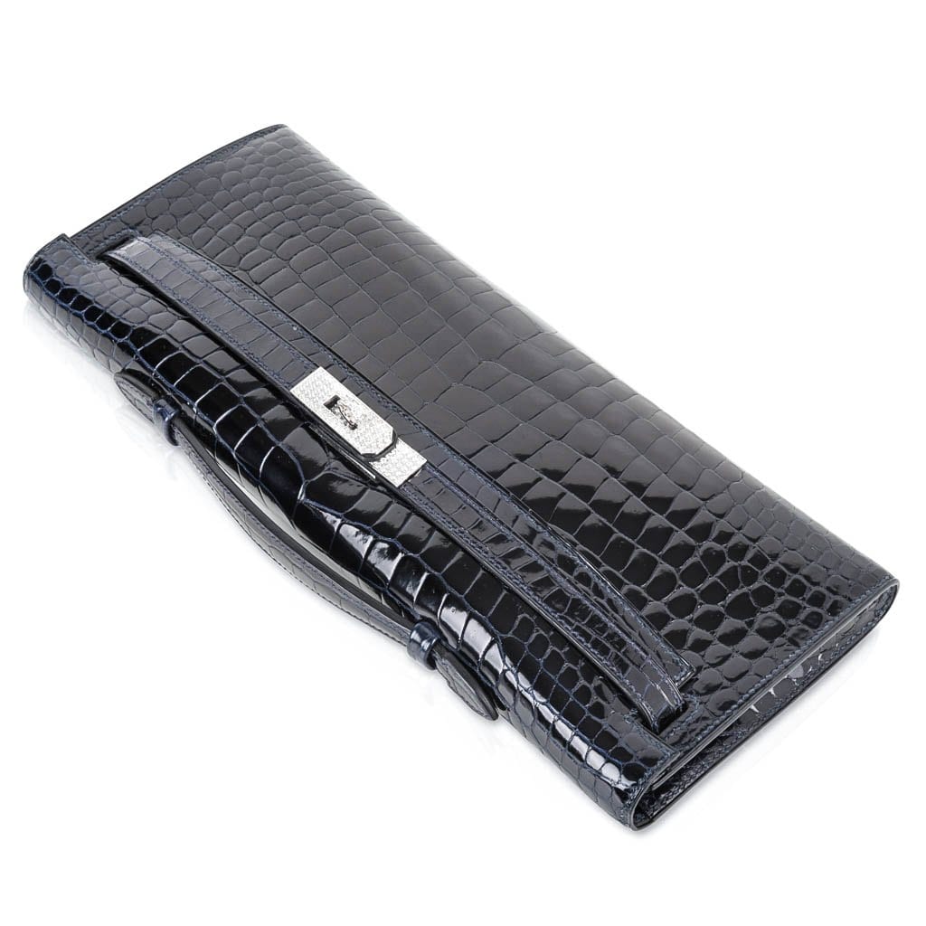 Kelly Cut Diamond Blue Marine Crocodile Bag Exquisite Clutch