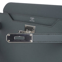 Kelly Depeches 25 Pouch Vert Amande Epsom Palladium Hardware New