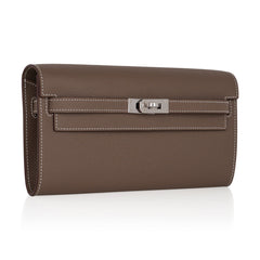 Kelly Classique To Go Wallet Etoupe Epsom Palladium Hardware New w/Box