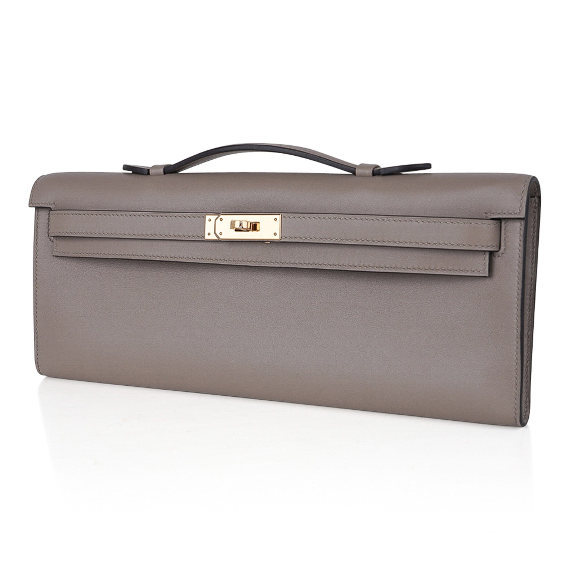 Kelly Cut Bag Gris Asphalte Gray Clutch Swift Gold Hardware